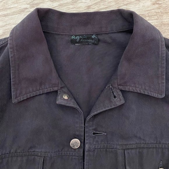 Agnes B. Washed Black Denim Jacket - SMALL - Picture 2 of 6